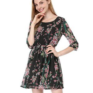 Allegra K Amazon XL Floral Lined Dress EUC